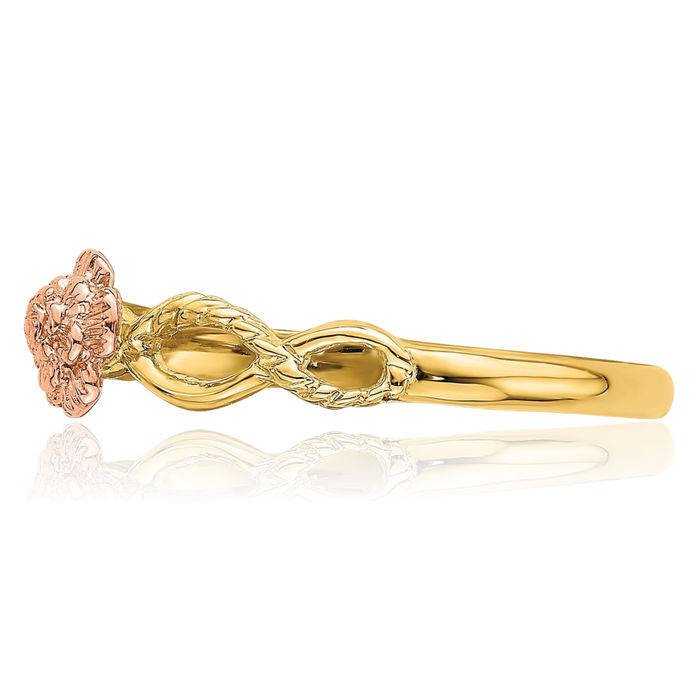 14K Solid Two Tone Gold Flower Ring