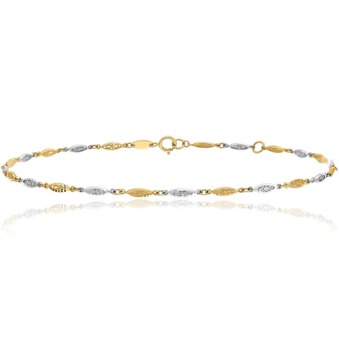 14K Solid Two Tone Gold Infinity Twisted Love Knot Symbol Link Anklet Summer Beach Foot Ankle Bracelet