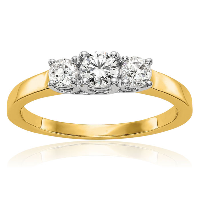 14K Solid Two Tone Gold Lab Diamond Engagement Ring