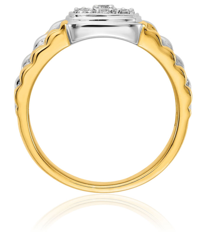 14K Solid Two Tone Gold Diamond Mens Ring