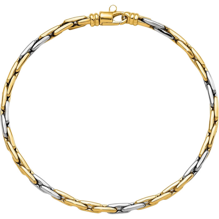 14K Solid Two Tone Gold Link Chain Bracelet