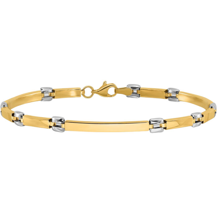 14K Solid Two Tone Gold Link Chain Bracelet