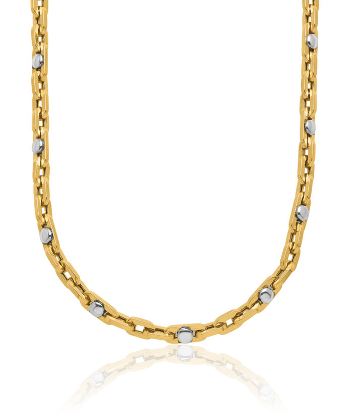 14K Solid Two Tone Gold Link Chain Necklace