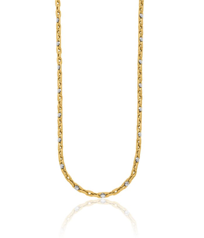 14K Solid Two Tone Gold Link Chain Necklace