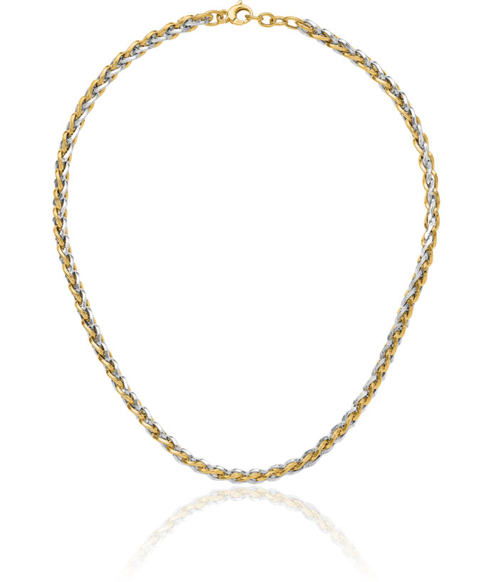 14K Solid Two Tone Gold Link Chain Necklace