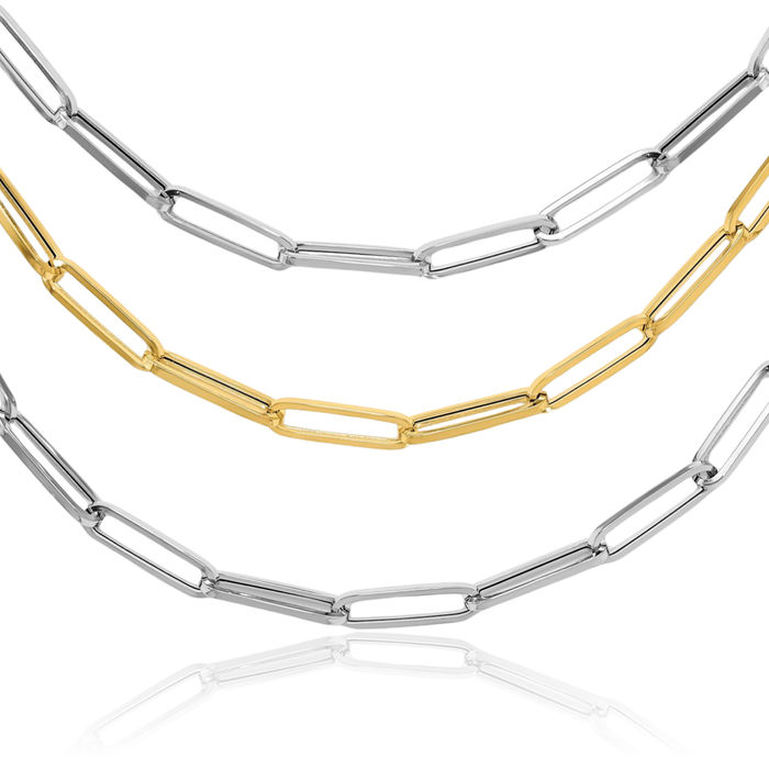 14K Solid Two Tone Gold Link Chain Necklace