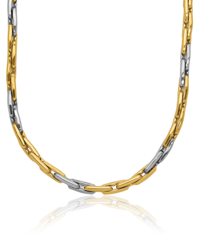 14K Solid Two Tone Gold Link Chain Necklace