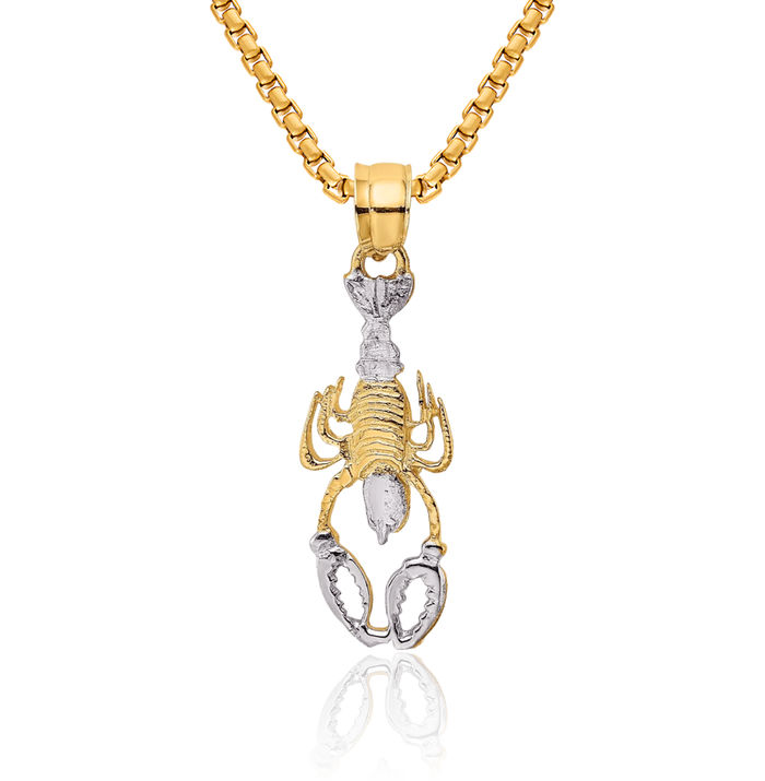 14K Solid Two Tone Yellow White Gold Lobster Necklace Chain Pendant Charm