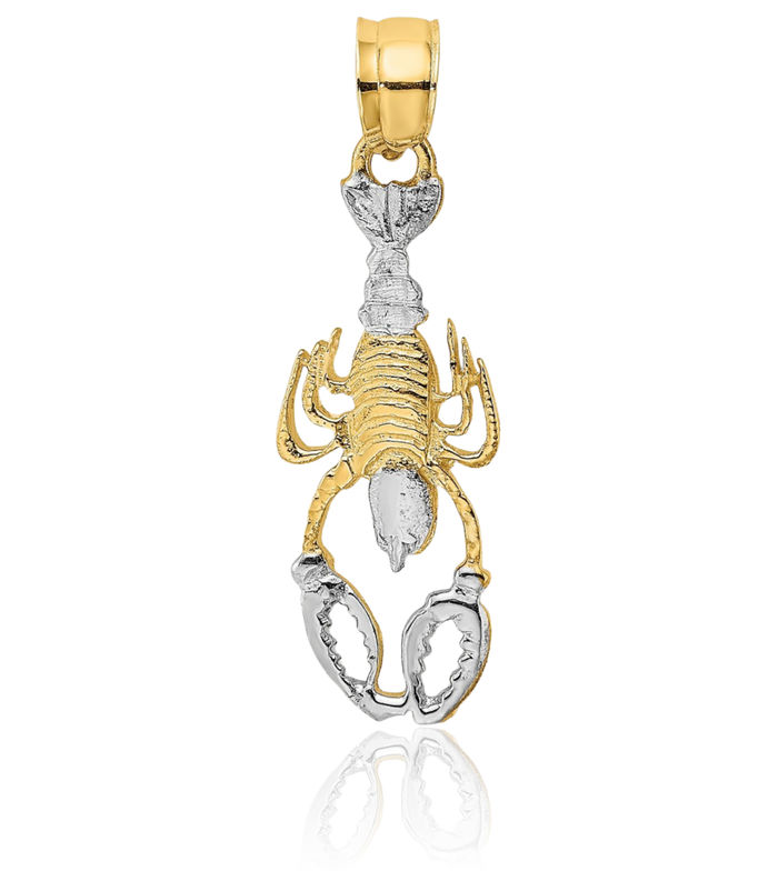 14K Solid Two Tone Yellow White Gold Lobster Necklace Chain Pendant Charm