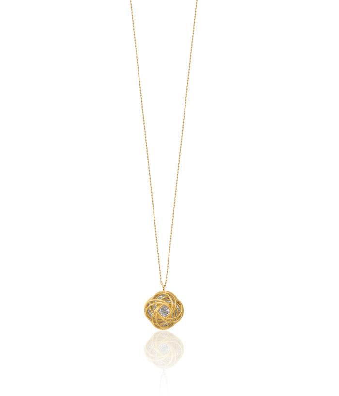 14K Solid Two Tone Gold Love Knot Chain Necklace