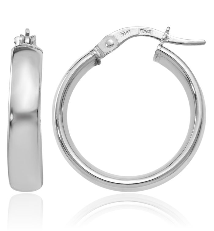 14K Solid Two Tone Yellow White Gold Medium Hoop Earrings