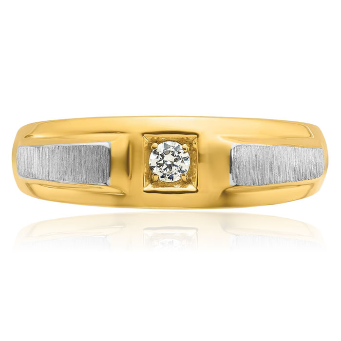 14K Solid Two Tone Gold Mens Diamond Ring