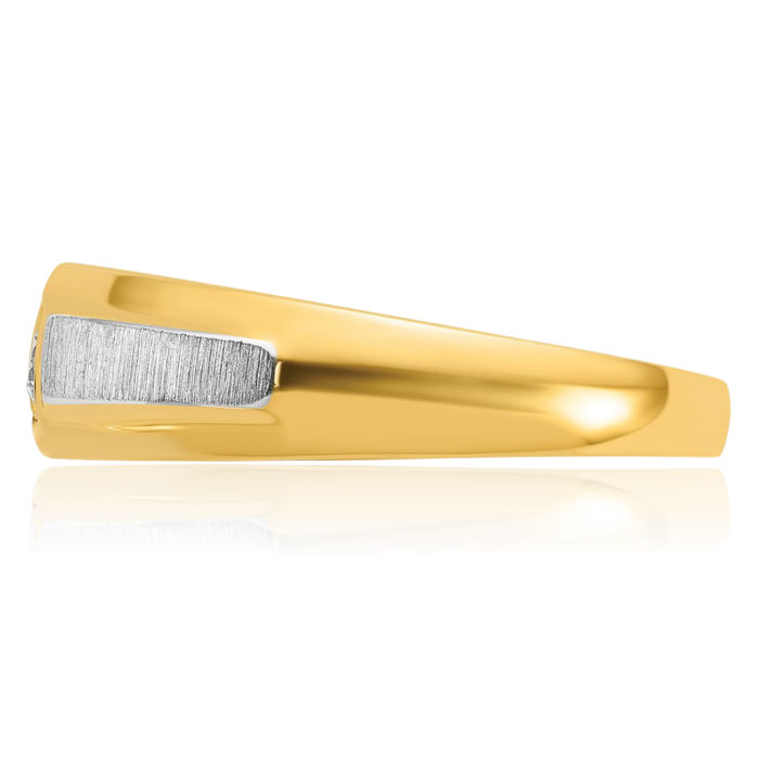 14K Solid Two Tone Gold Mens Diamond Ring