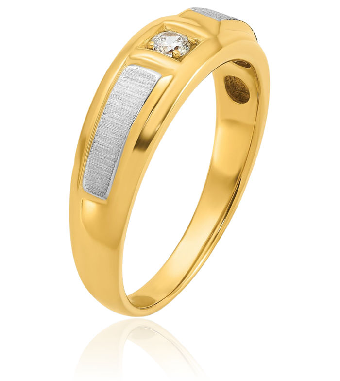 14K Solid Two Tone Gold Mens Diamond Ring