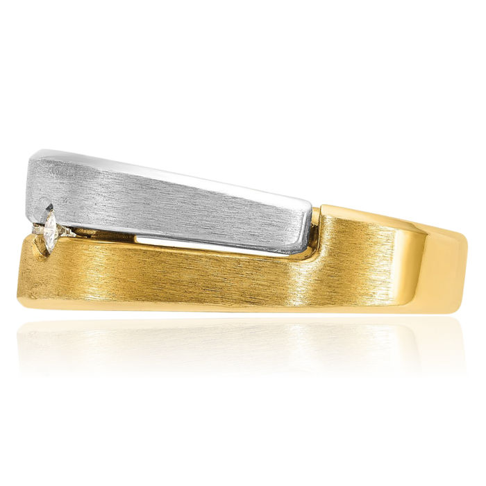 14K Solid Two Tone Gold Mens Diamond Ring