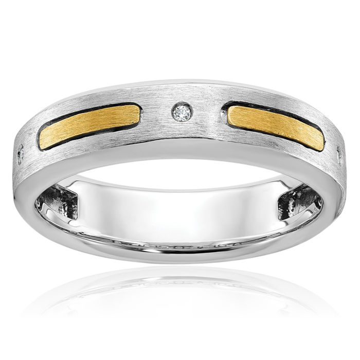 14K Solid Two Tone Gold Mens Diamond Ring