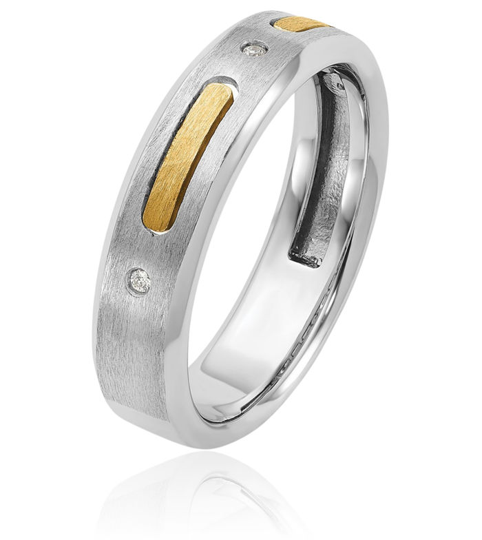 14K Solid Two Tone Gold Mens Diamond Ring