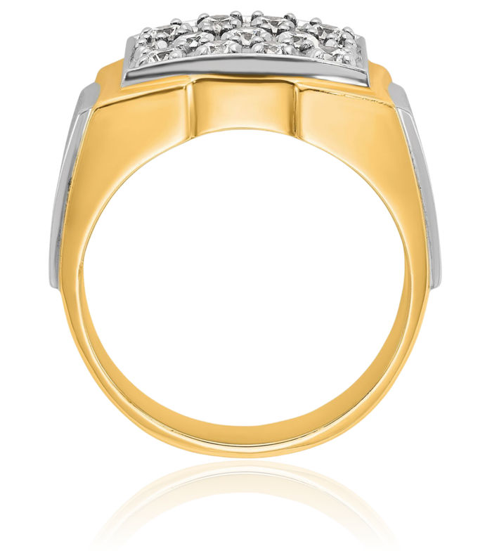 14K Solid Two Tone Gold Mens Diamond Ring