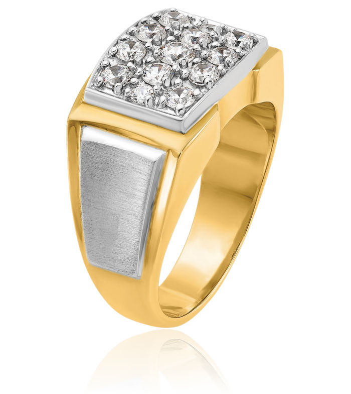 14K Solid Two Tone Gold Mens Diamond Ring