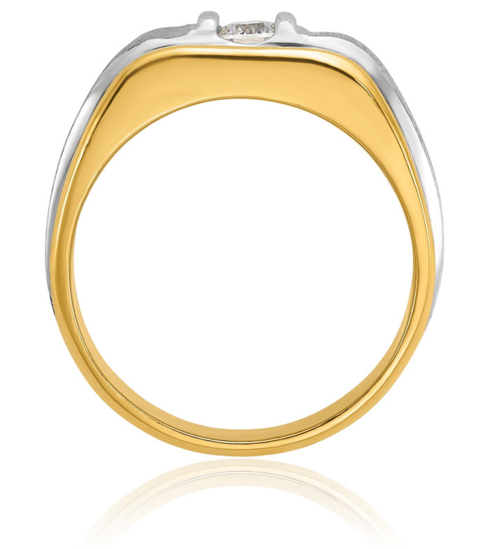 14K Solid Two Tone Gold Mens Diamond Ring