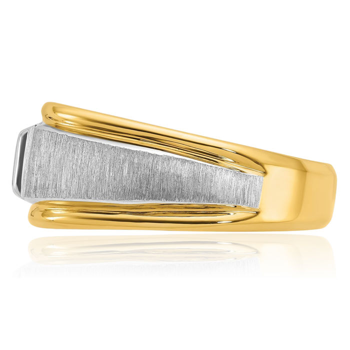 14K Solid Two Tone Gold Mens Diamond Ring