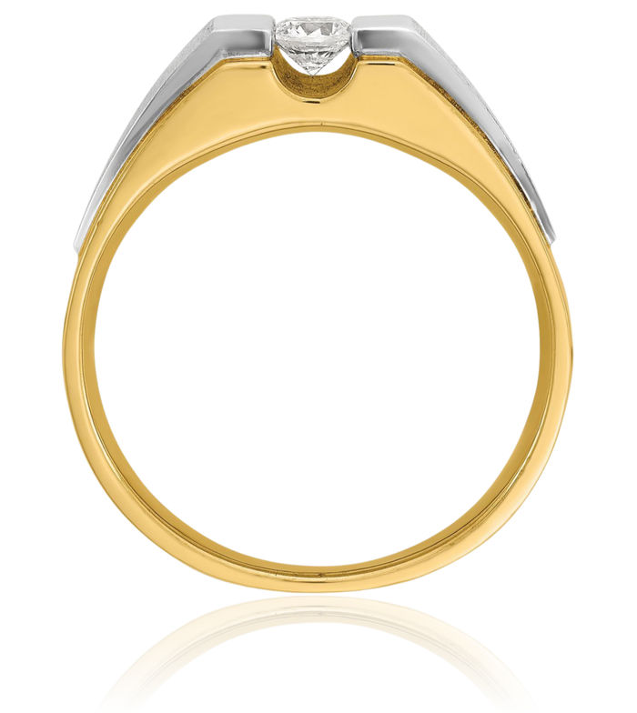 14K Solid Two Tone Gold Mens Diamond Ring