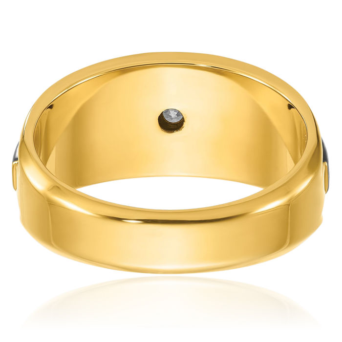 14K Solid Two Tone Gold Mens Diamond Ring