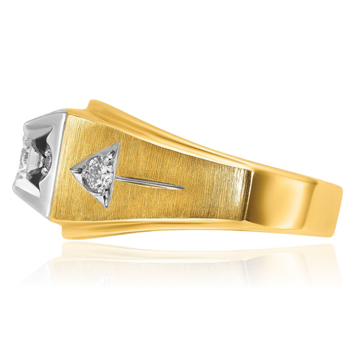 14K Solid Two Tone Gold Mens Diamond Ring