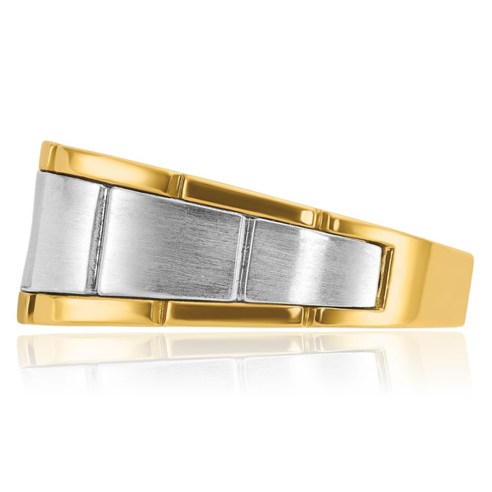 14K Solid Two Tone Gold Mens Diamond Ring