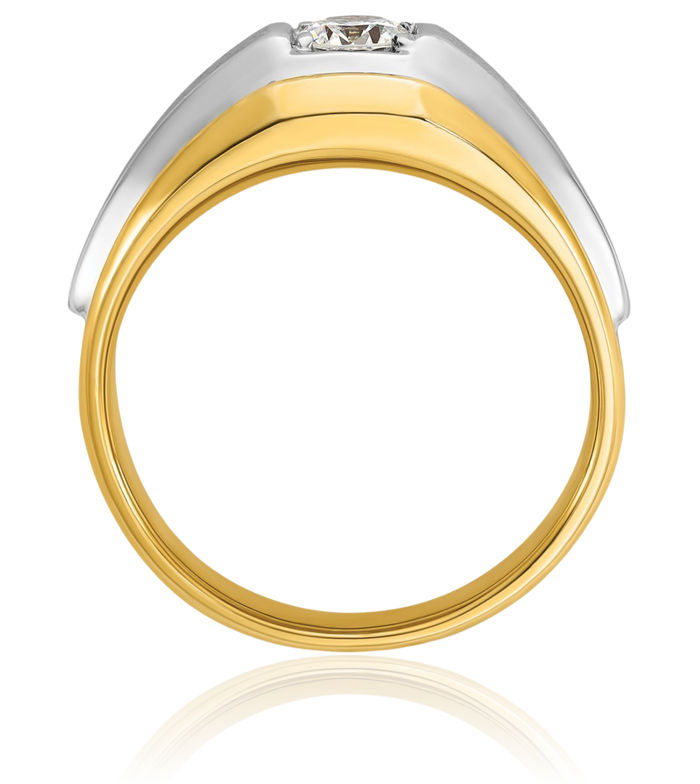 14K Solid Two Tone Gold Mens Diamond Ring