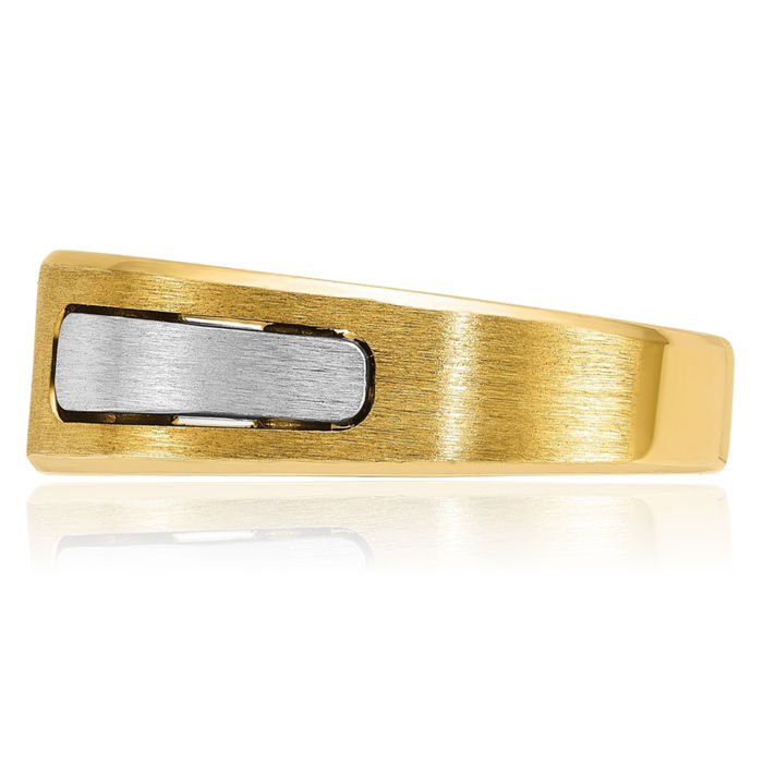 14K Solid Two Tone Gold Mens Diamond Ring