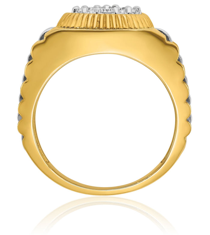 14K Solid Two Tone Gold Mens Diamond Ring