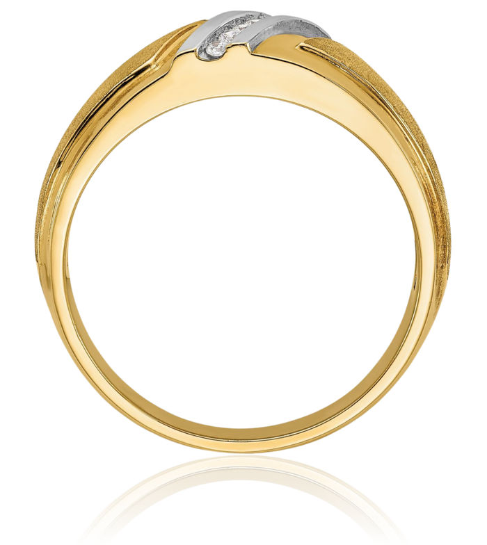 14K Solid Two Tone Yellow White Gold Mens Diamond Wedding Band Ring