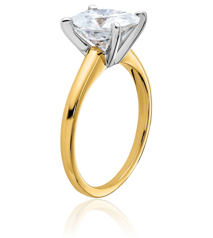 14K Solid Two Tone Gold Oval Moissanite Solitaire Engagement Ring