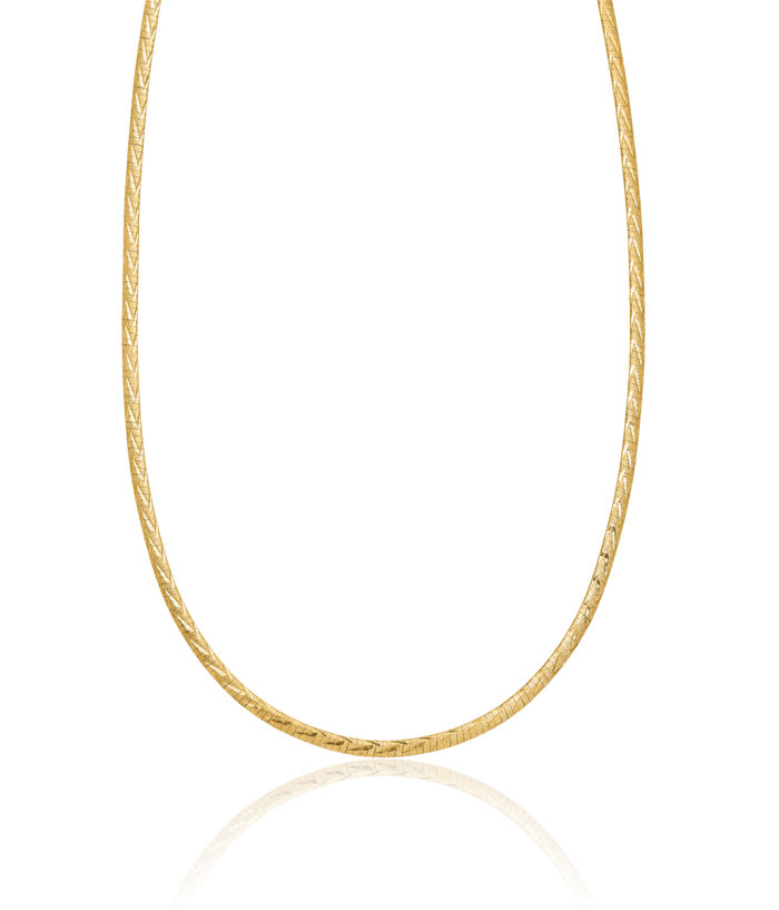 14K Solid Two Tone Gold Reversible Adjustable Cubetto Omega Snake Chain Herringbone Necklace