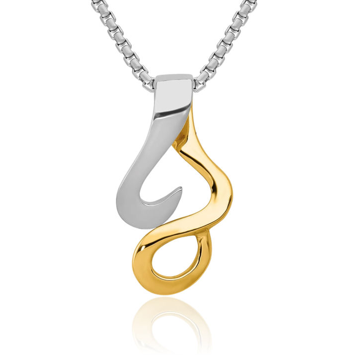 14K Solid Two Tone Gold Reversible Cubetto Omega Snake Slide Necklace Chain Pendant Charm