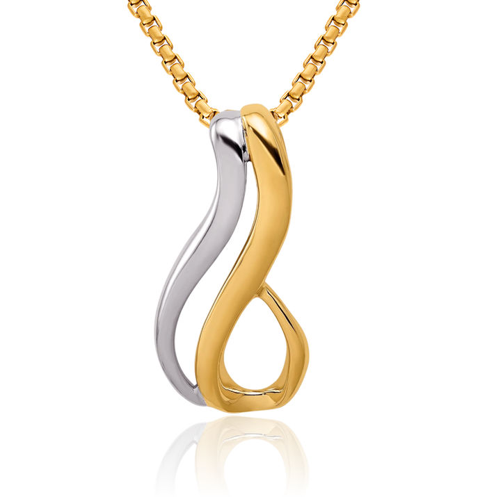 14K Solid Two Tone Gold Reversible Cubetto Omega Snake Slide Necklace Chain Pendant Charm