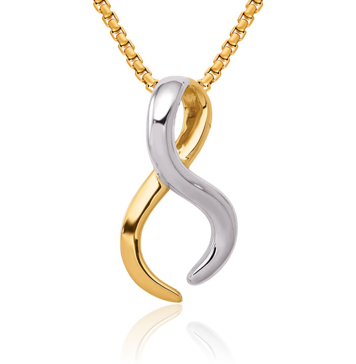 14K Solid Two Tone Gold Reversible Cubetto Omega Snake Slide Necklace Chain Pendant Charm