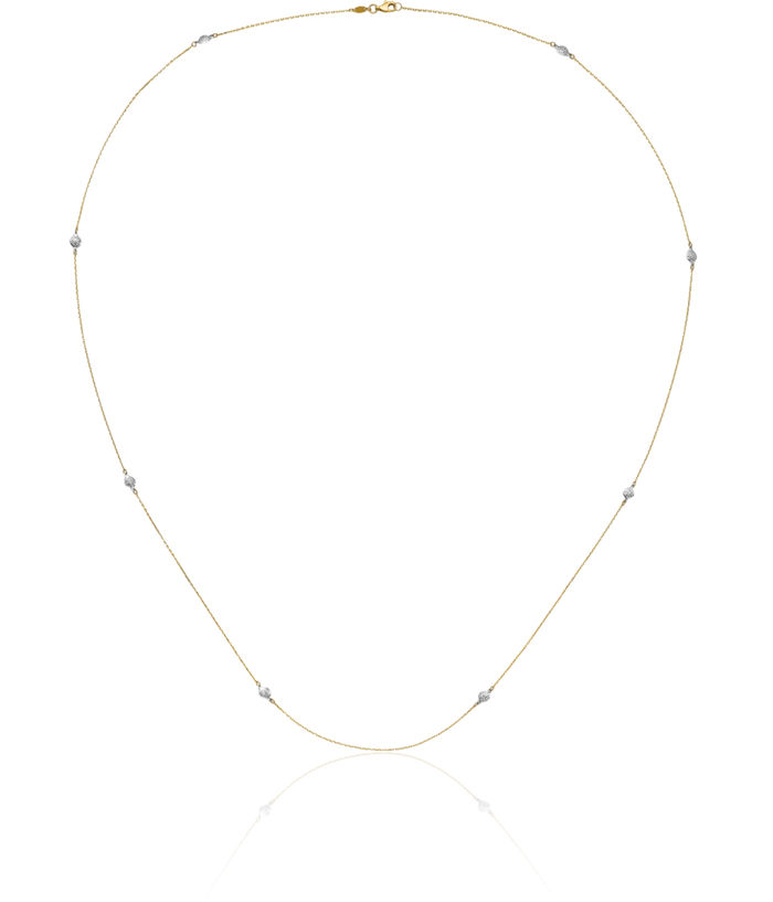 14K Solid Two Tone Gold Circle Round Chain Necklace