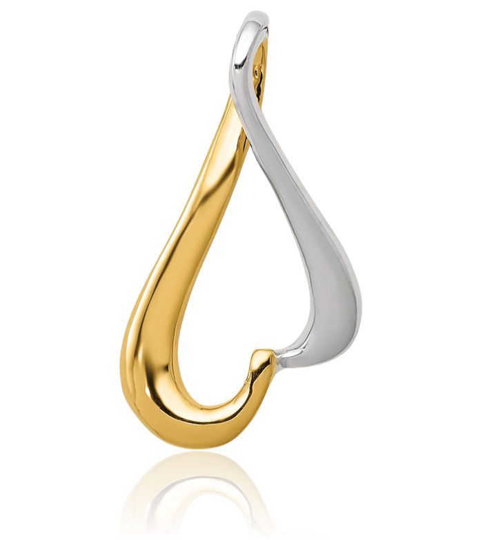 14K Solid Two Tone Gold Slide Necklace Chain Pendant Charm