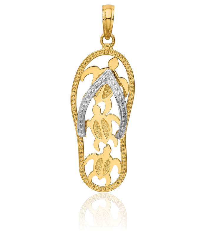14k White Gold Flip Flop Charm Pendant | Elegant Beach-Themed Jewelry | Summer Gift For Jewelry Lovers - View #11