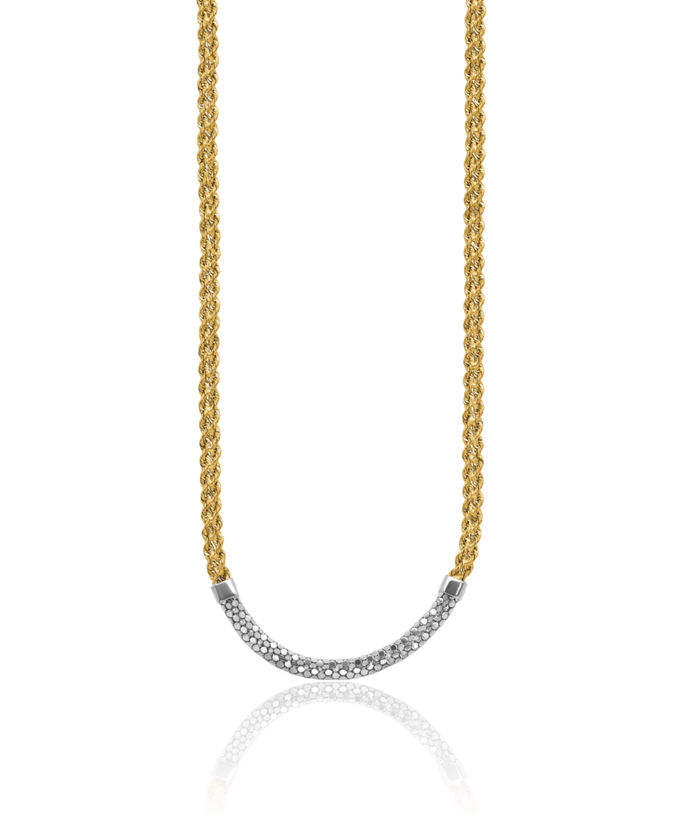 14K Solid Two Tone Yellow White Gold Twisted Chain Necklace