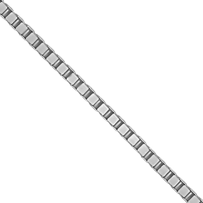 18K Solid White Gold 0.7mm Box Link Chain Necklace