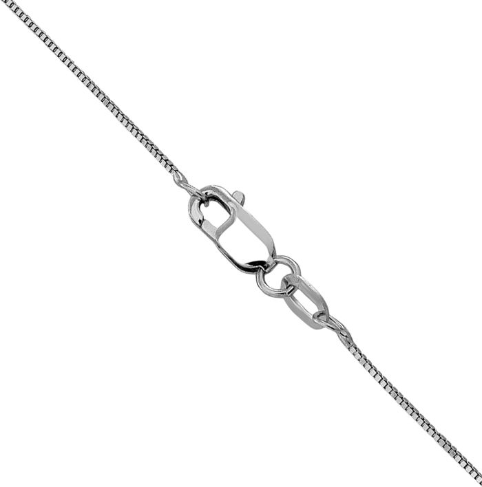 14K Solid White Gold 0.5mm Box Link Chain Necklace