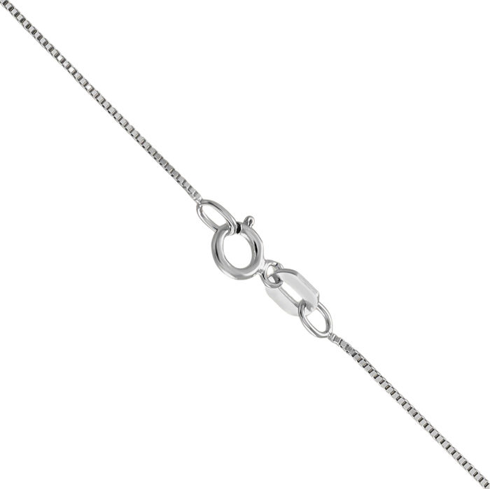 14K Solid White Gold 0.5mm Box Link Chain Necklace