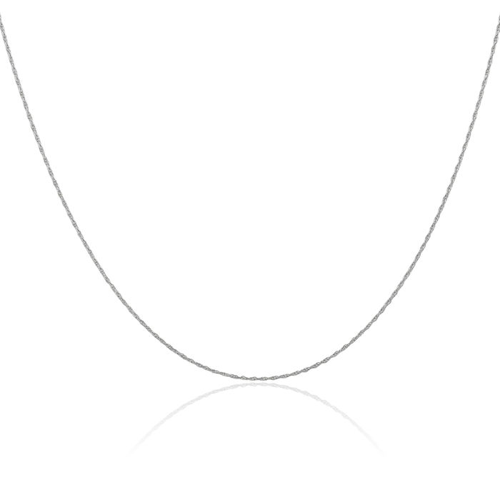 14K Solid White Gold 0.5mm Cable Rope Chain Twisted Link Necklace