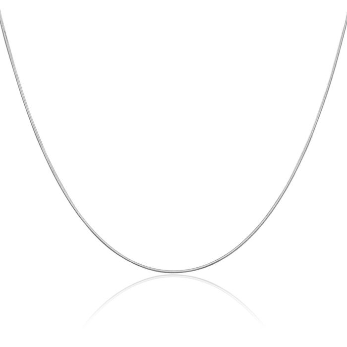 14K Solid White Gold 0.5mm Octagonal Cubetto Omega Snake Chain Herringbone Necklace