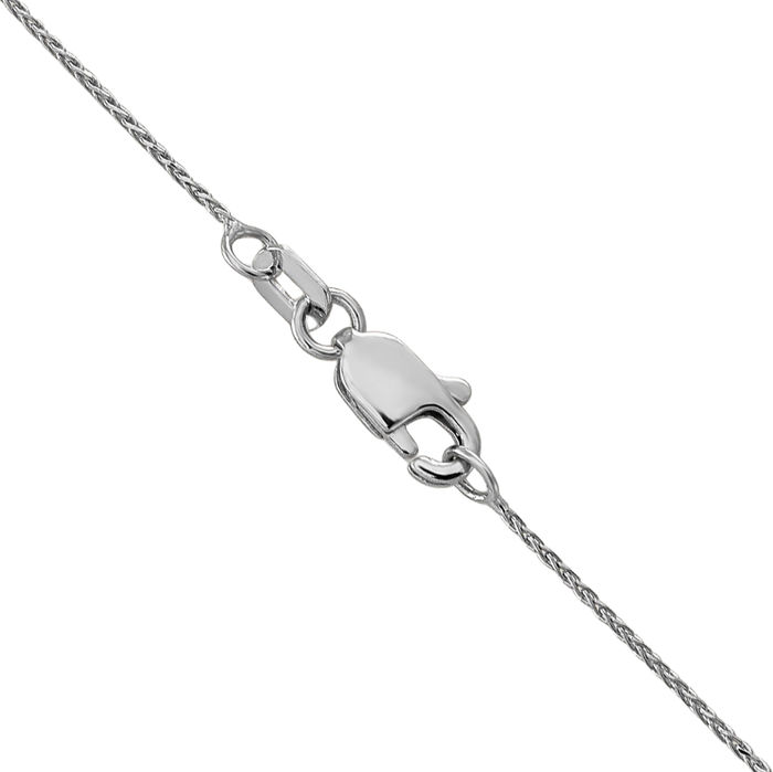 14K Solid White Gold 0.65mm Spiga Wheat Link Chain Necklace