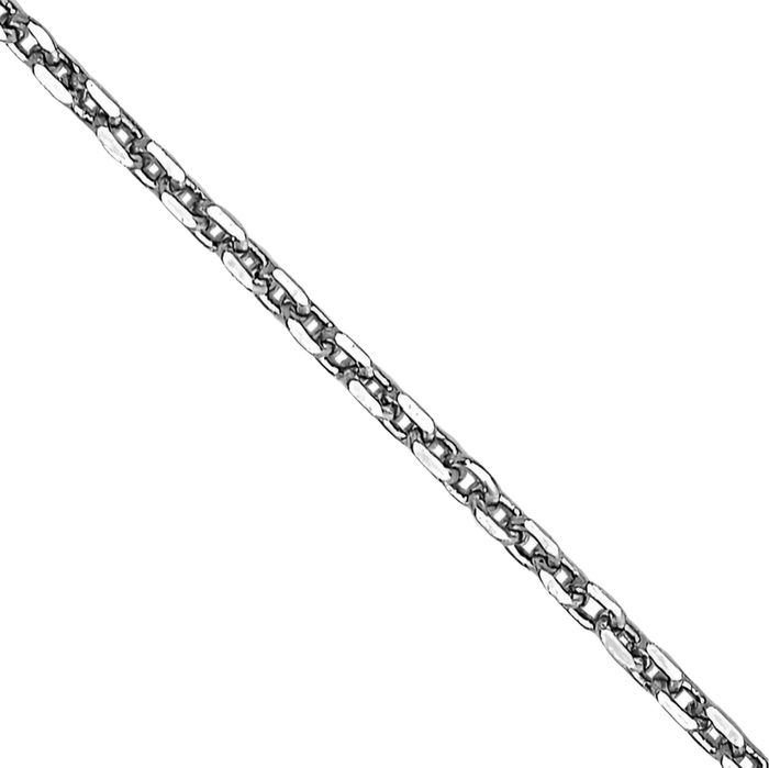 14K Solid White Gold 0.65mm Round Cable Rolo Link Chain Belcher Necklace