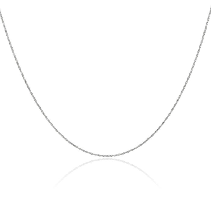 14K Solid White Gold 0.6mm Cable Rope Chain Twisted Link Necklace